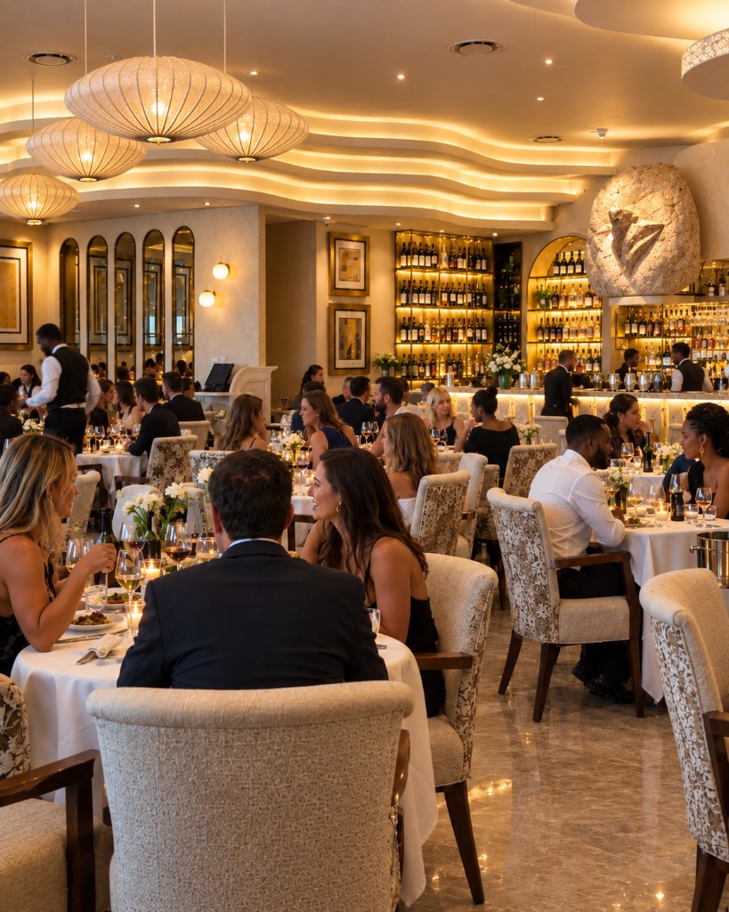 The dining room in the evening